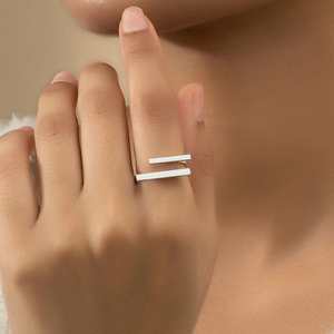 Hallmark Silver Geometric Cuff <b>Ring</b>-<b>Resizable</b> Casual Gemstone Jewelry - Product Image 1