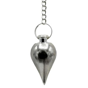 Pendentif Feng Shui en forme de goutte d'eau conique poli argenté en gros pour la guérison énergétique, la divination et l'art écologique - Product Image 6