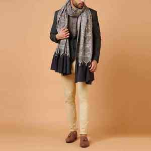 Luxury Embroidered Pashmina Wool <b>Shawl</b> Soft Warm Breathable Traditional Handcrafted Solid Men's Winter <b>Wrap</b> Formal Casual - Product Image 1