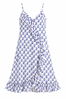 Robe midi décontractée pour femme, d'été, écologique, respirante, lavable, à motif floral naturel, style bohème, sans manches, à fines bretelles et ourlet à volants