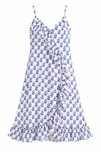 เดรสลายดอกไม้สำหรับผู้หญิง สไตล์โบฮีเมียน แขนกุด สายเดี่ยว ชายระบาย  ลำลอง ใส่ไปเที่ยวทะเล ปาร์ตี้  ทรงเอไลน์ - Product Image 5