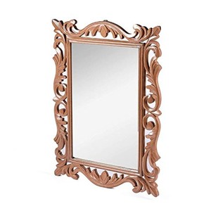 Walnut Wood Carved Statement Mirror | Handcrafted Transitional Design | Wholesale - Product Image 5