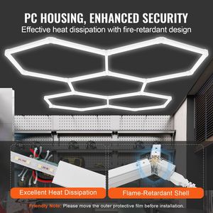 Luci LED Esagonali per Garage 26400LM 6500K, Sistema a 5 Griglie Fai-da-Te, Luminarie Bianco Freddo per Dettaglio Auto e Parcheggi - Product Image 4