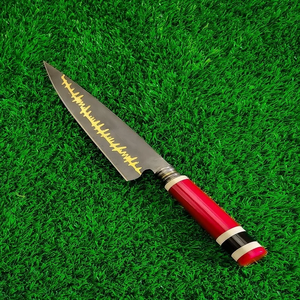 Couteau de chef LEGACY BLADES, lame en acier inoxydable, manche en résine rouge, design original, extra-affûté, ambidextre, couteau de cuisine - Product Image 1