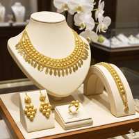 Vente en gros de parures de bijoux plaquées or 14K18K24K, design français, bijoux de mode, style européen et dubaïote traditionnel, parure de mariage