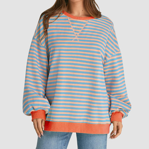 Sweat-shirts d'hiver pour femmes, manches longues, col rond, décontractés, en tricot uni, 100% coton, molleton écologique, confortables, logo personnalisé sur le devant - Product Image 2