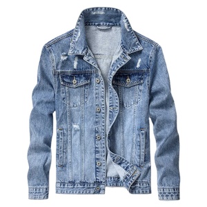 Vestes en jean vintage coupe ajustée pour hommes et femmes, décontractées, déchirées, bleues, noires, grises, légères, tendance, confortables, streetwear, mode - Product Image 1