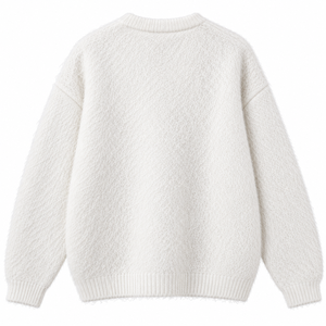 Suéter de punto grueso y afelpado para mujer, cuello redondo, manga larga, jersey suave con textura, ropa casual de otoño para la calle, venta al por mayor - Product Image 2