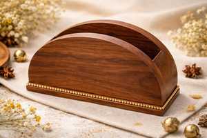 Porta Servilletas Clásico de Madera Maciza Hecho a Mano, Ecológico, Organizador de Mesa para Fiestas, Soporte para Servilletas de Mesa de Comedor, Cocina - Product Image 5