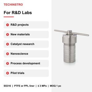 Reactor de Autoclave Hidrotermal para Laboratorio de I+D, Recipiente de Síntesis de Alta Presión de Acero Inoxidable 316 con Revestimiento de PTFE o PPL, de 10 ml a 2000 ml, Personalizable - Product Image 3