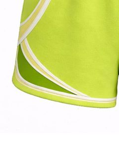 Women <b>Lime</b> <b>Green</b> Sports <b>Shorts</b> Polyester Spandex Breathable Mesh Panel Elastic Waist Drawstring Gym Running Workout Casual - Product Image 6
