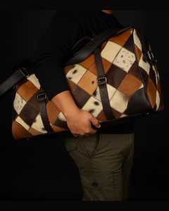 Sac de voyage en cuir véritable, sac de week-end, fermeture éclair, portable, léger, vintage, 36-55L, multifonction, unisexe - Product Image 6
