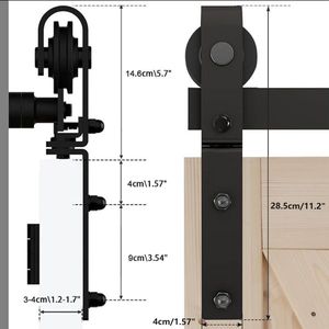 60\" Bi-Folding Barn Door Hardware Kit Smooth & Quiet 2-Door Sliding System with J Shape Roller [Doors Not Included] Black Track - Product Image 4
