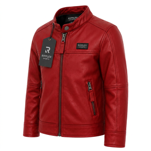 Premium kids leather jacket offering cozy warmth flexible comfort timeless style and lasting quality for every season - Product Image 4