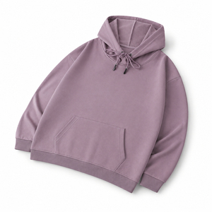 Sweat-shirt à capuche oversize pour homme, violet uni, en molleton, décontracté, avec poches, en coton tricoté, coupe classique, pour l'automne - Product Image 3