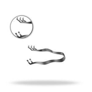 เครื่องมือผ่าตัดแบบมือถือ Finsen Retractor ขนาด 5 ซม. 2x3 ง่าม สำหรับดึงผิวหนัง ใช้ในศัลยกรรมกระดูกและข้อและศัลยกรรมตกแต่ง - Product Image 1