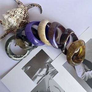 Brazaletes de pulseras de resina epoxi para mujer con encanto Simple de lujo con piedra de moissanita Rfcrafts Venta - Product Image 3