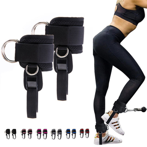 Custom Logo Ankle Straps with Foot Harness Support Double D-<b>Ring</b> Cable Attachment Leg Cuffs Supplier - Product Image 1