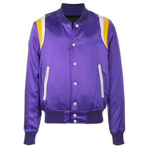 Chaqueta Deportiva de Alta Calidad para Hombre, Chaqueta Varsity Ligera de Satén y Forro Polar, Relleno de Poliéster, Transpirable, Reversible, para Invierno, Estilo Béisbol - Product Image 2