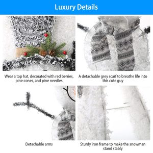 Luce di decorazione natalizia a LED pupazzo di neve 1 pz luce da giardino pieghevole per interni/esterni con mani rimovibili sciarpa a batteria - Product Image 1