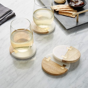 Ensemble de sous-verres en bois et marbre haut de gamme, élégants, résistants à la chaleur, protection de table pour la maison, le bar, la salle à manger, la décoration - Product Image 2