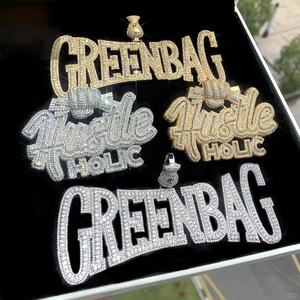 Pendentif de luxe en moissanite VVS, style hip-hop, entièrement serti, avec lettre personnalisée en argent 925, pendentif moissanite personnalisé hip-hop - Product Image 4