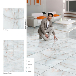 Carreaux de céramique polis brillants Onix Azul 60x60cm, 24x24 pouces, GVT PGVT, carreaux de sol 2x2 à prix avantageux - Product Image 6