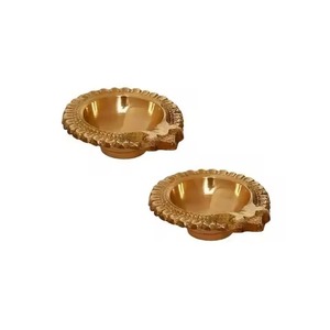 Decorative Brass Diya Elegant Design Oil Lamp Traditional Style Diwali Festival Pooja <b>Mandir</b> Decor - Product Image 1