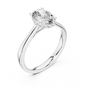 Bague de fiançailles en moissanite taille ovale avec halo, plaqué or 14 carats, alliage argent sterling 925, anneau de mariage à double sangle pour femme - Product Image 2