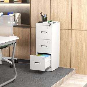 Armadietto Portadocumenti Sicuro per Casa/Ufficio, Armadio Verticale in Metallo a 3 Cassetti con Serratura e Slot per Schede - Formato A4/Letter - Product Image 3