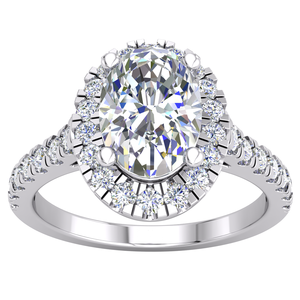 Anillo de Compromiso y Boda para Mujer, con Diamante Cultivado en Laboratorio, Corte Ovalado, 1.3 Quilates, Certificado IGI, Claridad VS, Chapado en Rodio, Plata 925S - Product Image 1