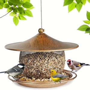 Mangeoire à oiseaux vintage en métal, bain pour oiseaux suspendu, résistant aux intempéries et à la rouille, ornement de jardin pour la cour. - Product Image 4