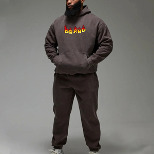 Survêtement unisexe imprimé grande taille personnalisé de haute qualité respirant uni vintage délavé effet soleil délavé à l'acide streetwear 100% coton - Product Image 3