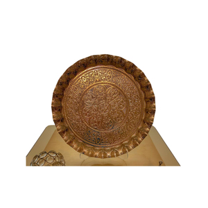 Bandeja de cobre de alta calidad, plato redondo de cobre antiguo con grabado floral vintage para decoración de mesa en hoteles y hogares. - Product Image 4