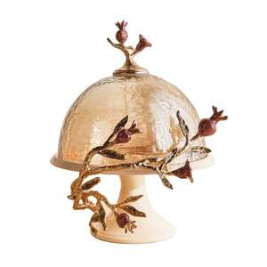 Support à gâteau doré de style moderne pour hôtel, mariage, anniversaire, décoration de table, présentoir à cupcakes et muffins avec dôme - Product Image 1