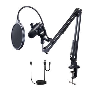 Kit Microfono USB Professionale 192kHz/24 Bit, Microfono a Condensatore con Braccio Regolabile, Filtro Anti-Pop, Supporto Anti-Shock, Pulsante Mute - Product Image 1