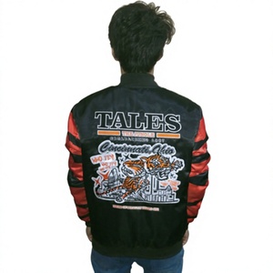 Custom Embroidery <b>Letter</b> Patches Vintage 3D Embroidery Satin Varsity <b>Jacket</b> High Quality 100% Polyester Quick Dry Custom <b>Men</b> - Product Image 1