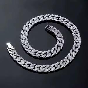 Luxurious 12mm <b>Cuban</b> <b>Link</b> <b>Chain</b> Round Brilliant Cut Diamond Fine <b>Chains</b> Necklaces for Wedding and Party Wear From India Supplier - Product Image 3