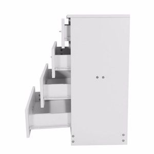 Cassettiera Moderna in MDF Bianco a 4 Cassetti con Funzione Estensibile per Camera da Letto, Stile Rustico, Uso in Seminterrato, Comò Semplice ed Elegante - Product Image 5