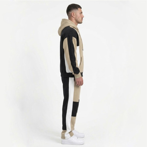 Custom Men's Oversized Drop Shoulder Tracksuit | Tri-Tone Color <b>Block</b> Fleece Jogger Set - Product Image 3