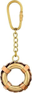Porte-clés en laiton au design tubulaire. Porte-clés rond en laiton, petit, doré. - Product Image 4