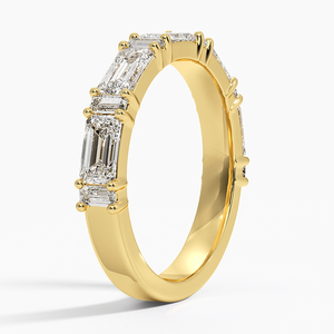 <b>Emerald</b> Baguette Lab Grown Diamond Half Eternity Band <b>Ring</b> 10K 14K 18K Gold 925 935 <b>Silver</b> Rhodium Engagement Anniversary Luxury - Product Image 4