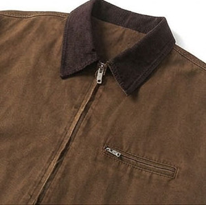 Vestes en toile marron pour hommes avec fermeture éclair, respirantes, écologiques, personnalisables par le fabricant, style vintage, pour mécaniciens et chauffeurs de camion - Product Image 3
