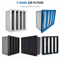 Filter Udara Kaku Karbon Aktif Tipe-V dengan Rangka ABS, Filter Udara Industri untuk Menghilangkan Bau, Pemurnian Udara, Nilai Iodin Khusus