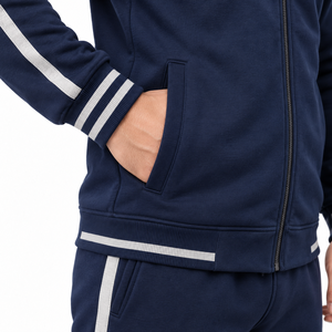 Premium Poly Cotton Track Suit Jacket Jogger Set with Custom Embroidery and Screen Printed Branding for Fitness Club Streetwear - Product Image 5