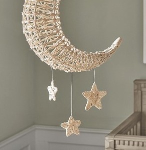 Décoration murale suspendue en rotin tressé à la main, écologique, en forme de croissant de lune et d'étoiles, pour chambre d'enfant, salle de jeux, baby shower, maison. - Product Image 5