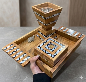 Quemador de incienso islámico personalizado India madre perla madera Bakhoor soporte eléctrico bergamota sándalo aroma para uso religioso - Product Image 1