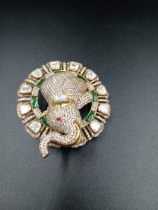 Amaira Jewels Luxury 925 Silver Unisex <b>Elephant</b> Brooches with Diamonds Micro Insert Green Inlay Wedding <b>Gift</b> Fine Jewellery - Product Image 5