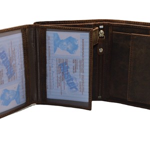 Men's Vintage Brown Genuine Leather <b>Trifold</b> <b>Wallet</b> Handmade Fold Closure Short Daily Use Horse Grain Finish Open Polyester 2026 - Product Image 5