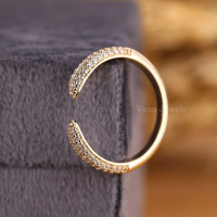 Bague de mariage ouverte en or massif 14 carats certifiée IGI, taille brillant, avec diamant de laboratoire, alliance d'anniversaire minimaliste à fente ouverte